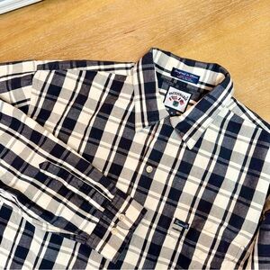 Faconnable Men’s Cotton Collared Button Down Casual Shirt Dk Blu/Gray/White Sz M